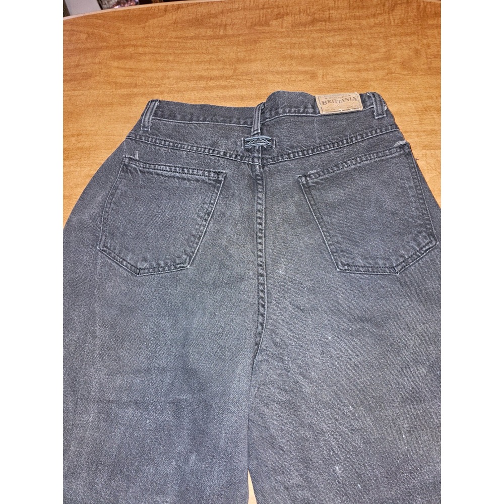 Vntg 80s Brittania Jeans High Waist Mom sz 10 28x33 10/33 Tall Black Denim WJ4
